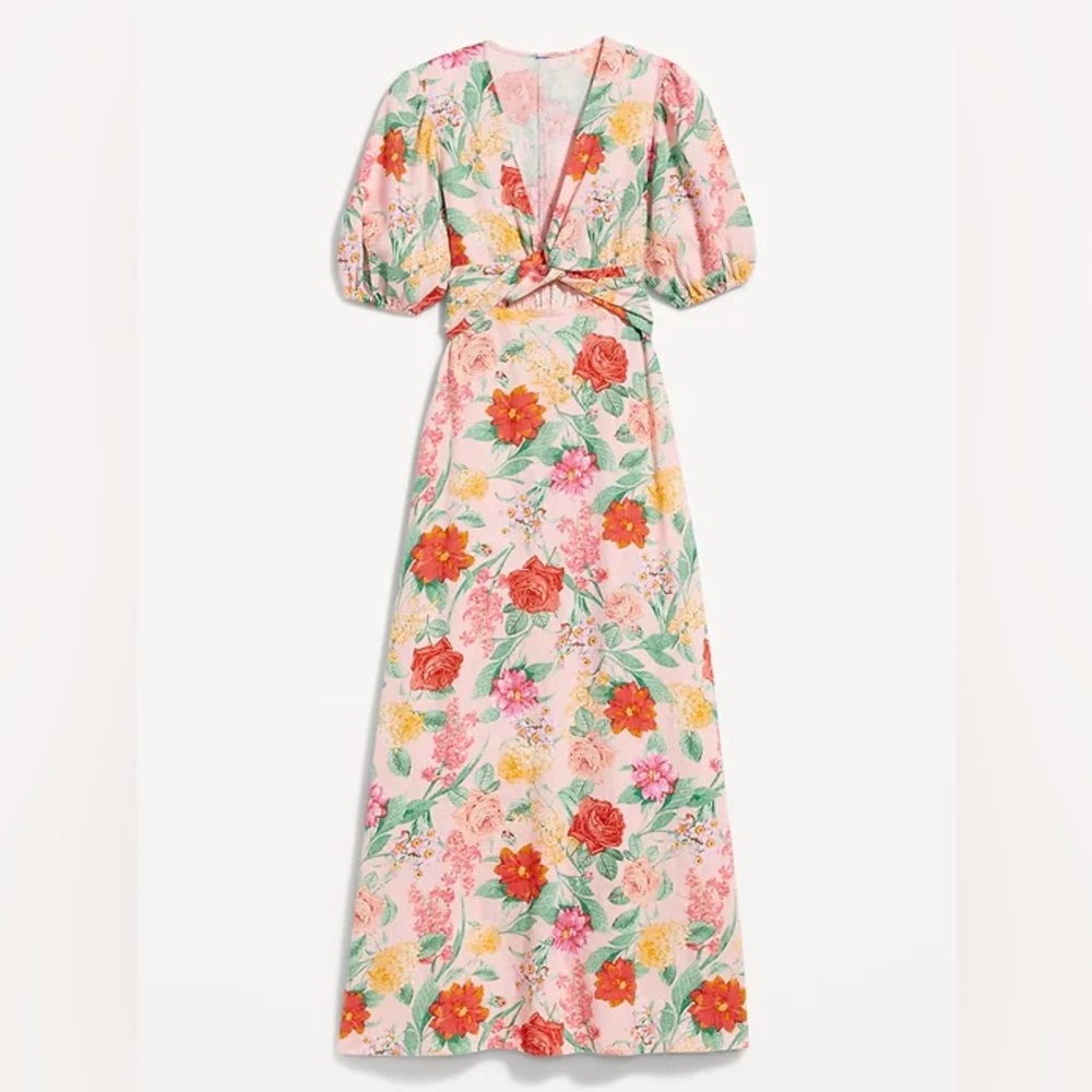 Twist front floral midi dress